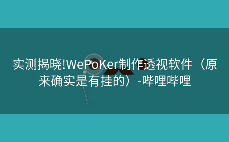 实测揭晓!WePoKer制作透视软件（原来确实是有挂的）-哔哩哔哩