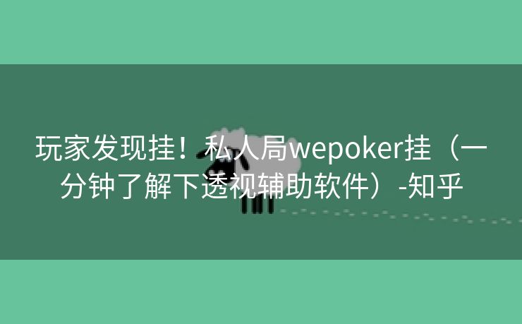 玩家发现挂！私人局wepoker挂（一分钟了解下透视辅助软件）-知乎