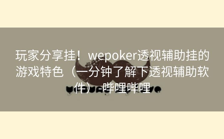 玩家分享挂！wepoker透视辅助挂的游戏特色（一分钟了解下透视辅助软件）-哔哩哔哩