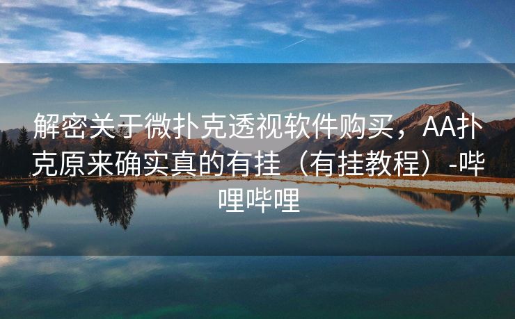 解密关于微扑克透视软件购买，AA扑克原来确实真的有挂（有挂教程）-哔哩哔哩