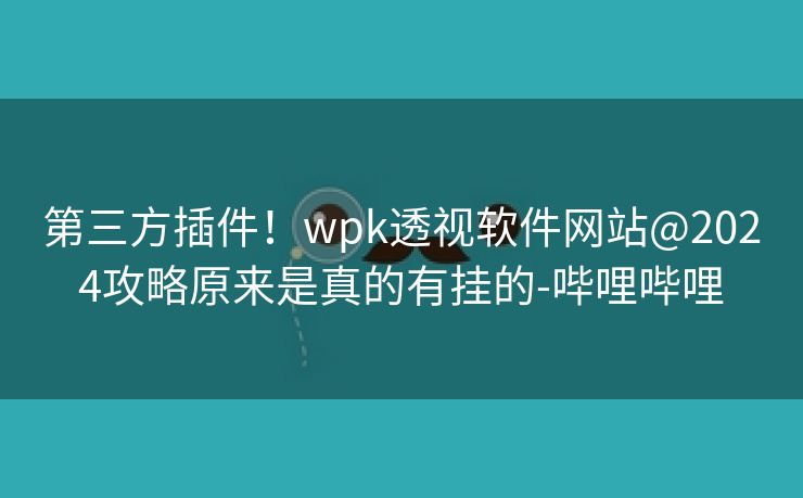 第三方插件！wpk透视软件网站@2024攻略原来是真的有挂的-哔哩哔哩