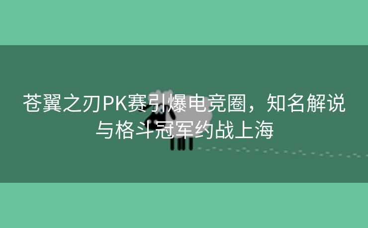 苍翼之刃PK赛引爆电竞圈，知名解说与格斗冠军约战上海