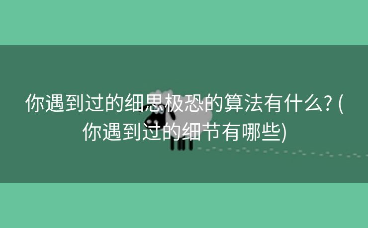 你遇到过的细思极恐的算法有什么? (你遇到过的细节有哪些)