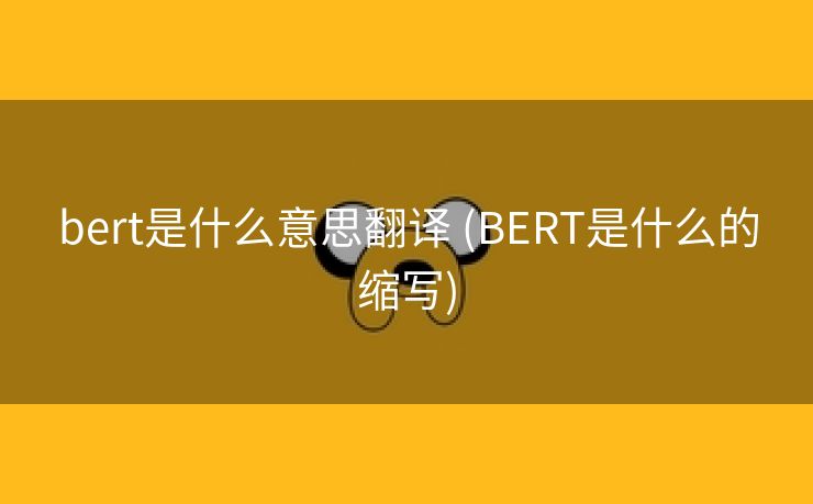 bert是什么意思翻译 (BERT是什么的缩写)