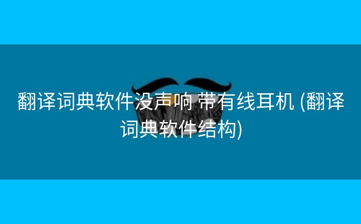 翻译词典软件没声响 带有线耳机 (翻译词典软件结构)