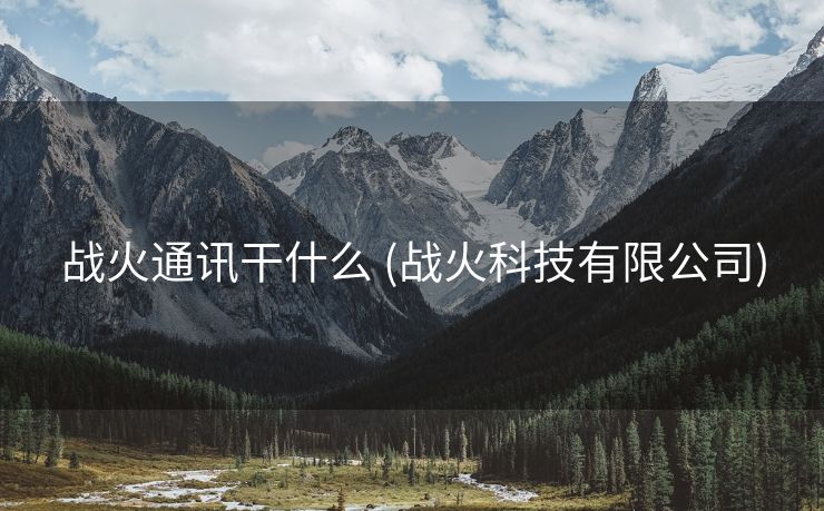 战火通讯干什么 (战火科技有限公司)