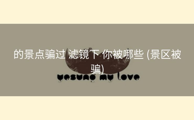 的景点骗过 滤镜下 你被哪些 (景区被骗)