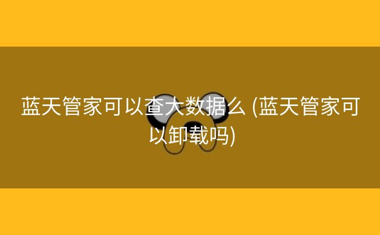 蓝天管家可以查大数据么 (蓝天管家可以卸载吗)