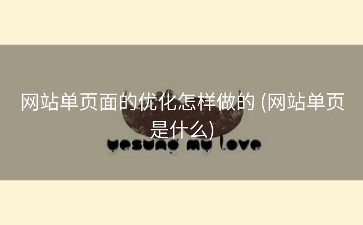 网站单页面的优化怎样做的 (网站单页是什么)