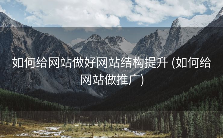 如何给网站做好网站结构提升 (如何给网站做推广)