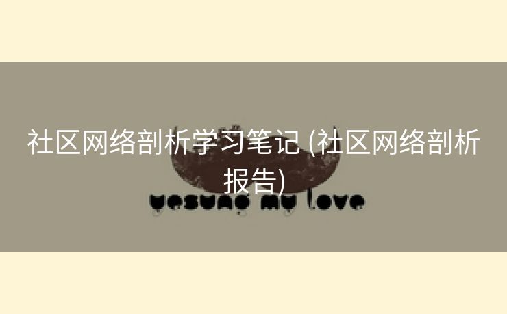 社区网络剖析学习笔记 (社区网络剖析报告)