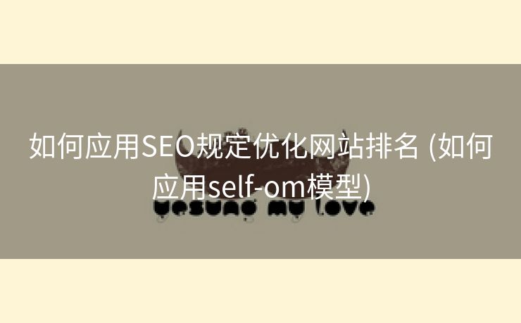 如何应用SEO规定优化网站排名 (如何应用self-om模型)