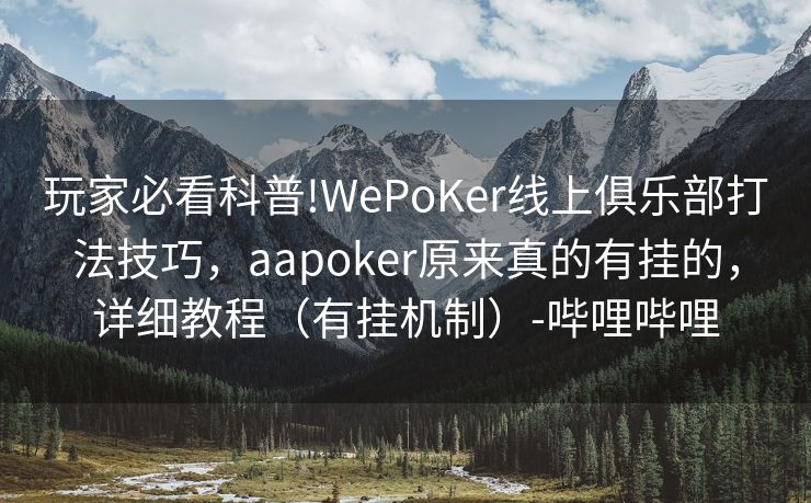 玩家必看科普!WePoKer线上俱乐部打法技巧，aapoker原来真的有挂的，详细教程（有挂机制）-哔哩哔哩