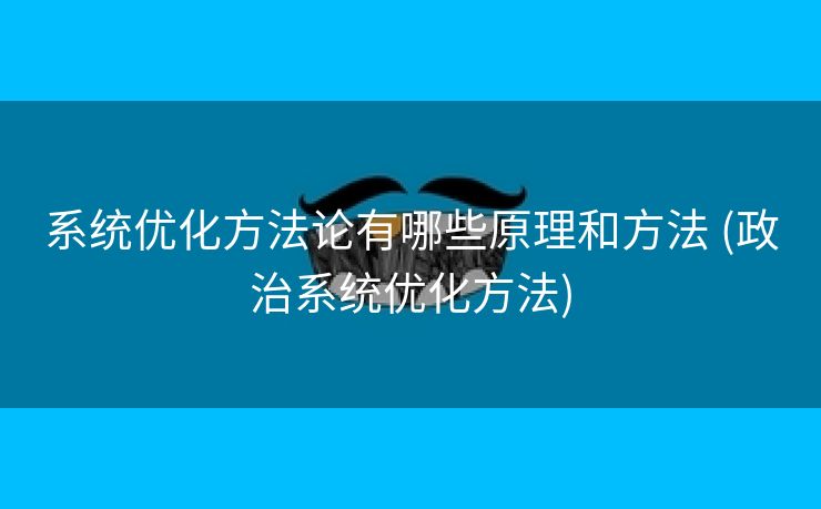 系统优化方法论有哪些原理和方法 (政治系统优化方法)