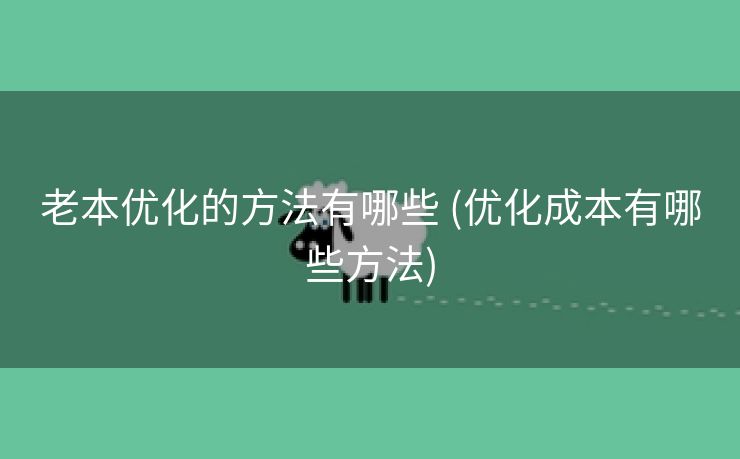 老本优化的方法有哪些 (优化成本有哪些方法)