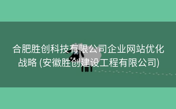 合肥胜创科技有限公司企业网站优化战略 (安徽胜创建设工程有限公司)