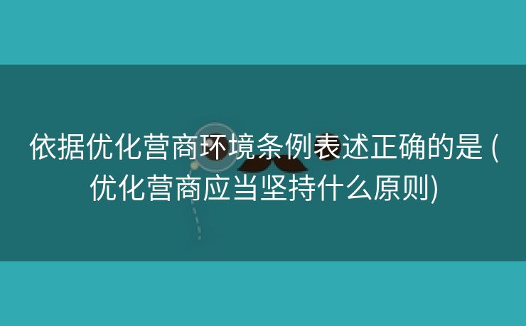 依据优化营商环境条例表述正确的是 (优化营商应当坚持什么原则)