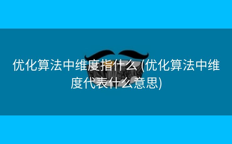 优化算法中维度指什么 (优化算法中维度代表什么意思)