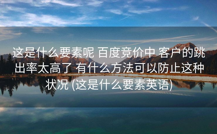 这是什么要素呢 百度竞价中 客户的跳出率太高了 有什么方法可以防止这种状况 (这是什么要素英语)