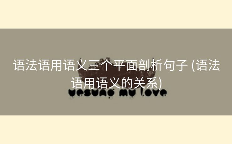 语法语用语义三个平面剖析句子 (语法语用语义的关系)