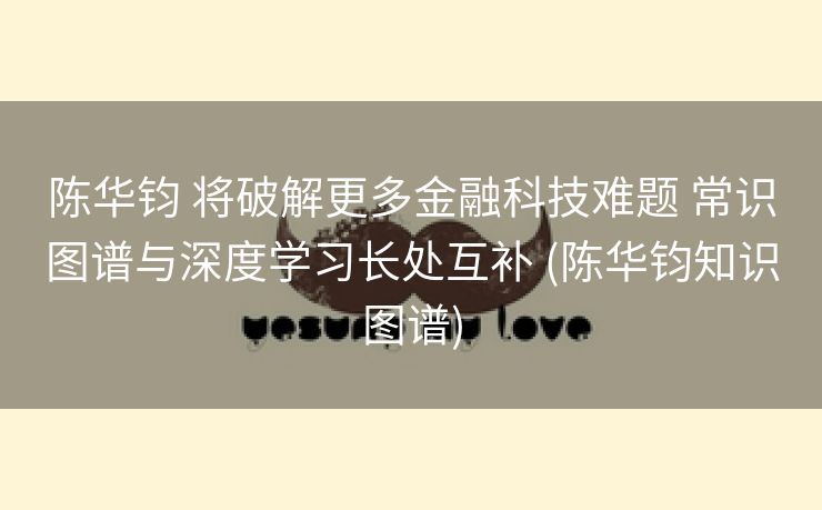 陈华钧 将破解更多金融科技难题 常识图谱与深度学习长处互补 (陈华钧知识图谱)