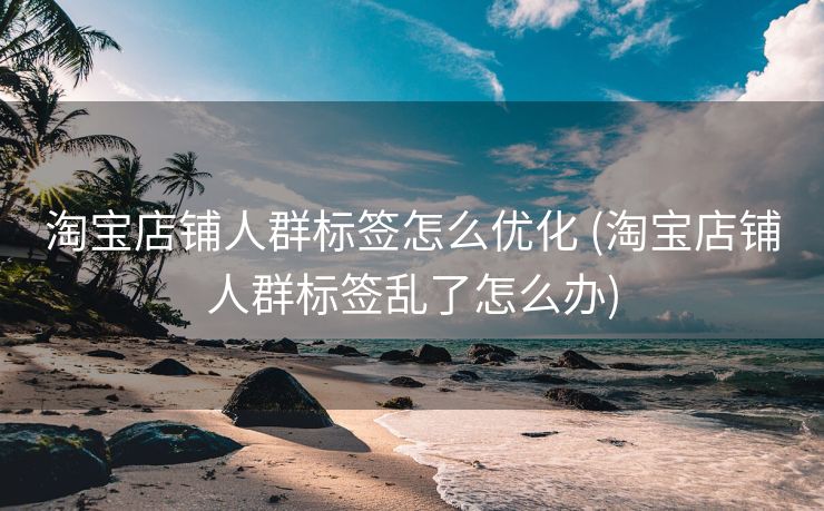 淘宝店铺人群标签怎么优化 (淘宝店铺人群标签乱了怎么办)