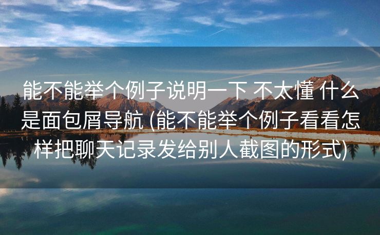 能不能举个例子说明一下 不太懂 什么是面包屑导航 (能不能举个例子看看怎样把聊天记录发给别人截图的形式)