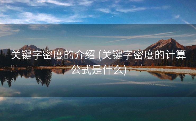 关键字密度的介绍 (关键字密度的计算公式是什么)