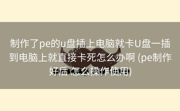 制作了pe的u盘插上电脑就卡U盘一插到电脑上就直接卡死怎么办啊 (pe制作好后 怎么操作使用)