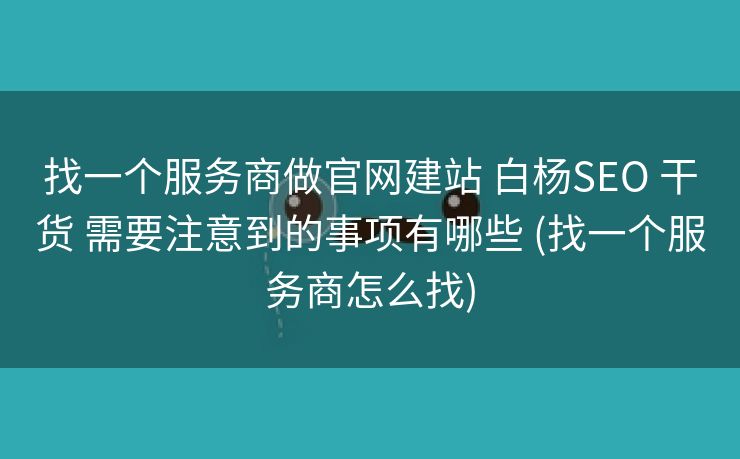 找一个服务商做官网建站 白杨SEO 干货 需要注意到的事项有哪些 (找一个服务商怎么找)