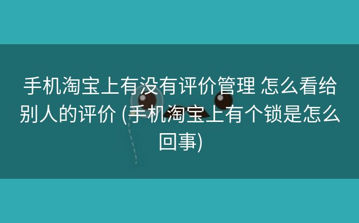 手机淘宝上有没有评价管理 怎么看给别人的评价 (手机淘宝上有个锁是怎么回事)