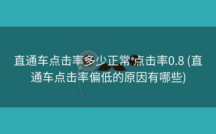 直通车点击率多少正常 点击率0.8 (直通车点击率偏低的原因有哪些)