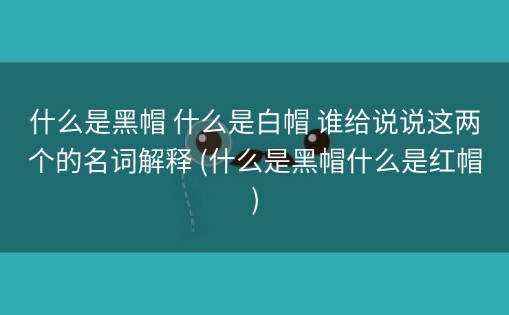 什么是黑帽 什么是白帽 谁给说说这两个的名词解释 (什么是黑帽什么是红帽)