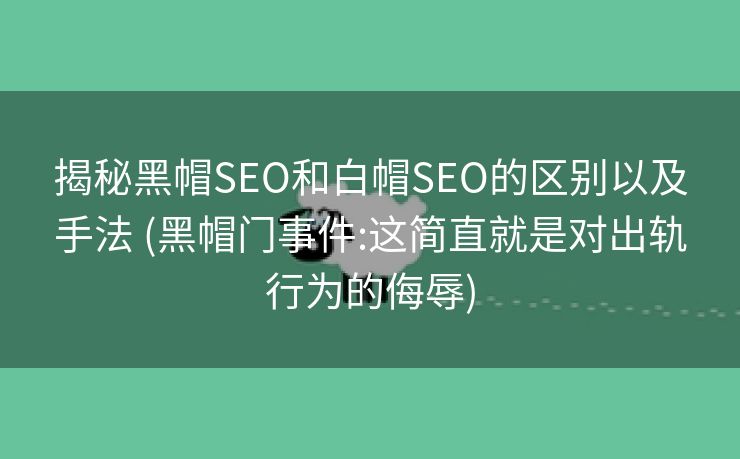 揭秘黑帽SEO和白帽SEO的区别以及手法 (黑帽门事件:这简直就是对出轨行为的侮辱)