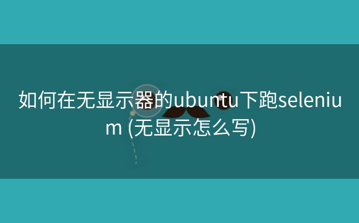 如何在无显示器的ubuntu下跑selenium (无显示怎么写)