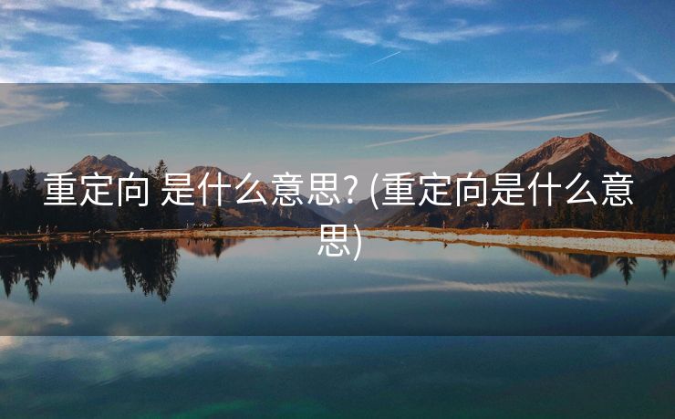 重定向 是什么意思? (重定向是什么意思)
