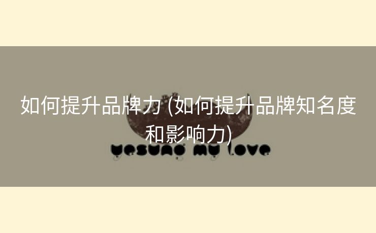 如何提升品牌力 (如何提升品牌知名度和影响力)
