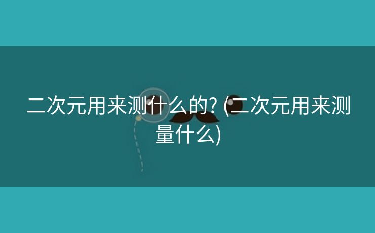 二次元用来测什么的? (二次元用来测量什么)
