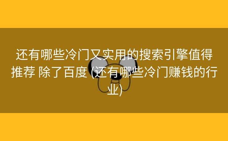 还有哪些冷门又实用的搜索引擎值得推荐 除了百度 (还有哪些冷门赚钱的行业)