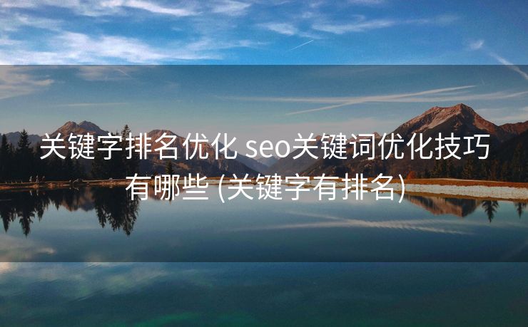 关键字排名优化 seo关键词优化技巧有哪些 (关键字有排名)