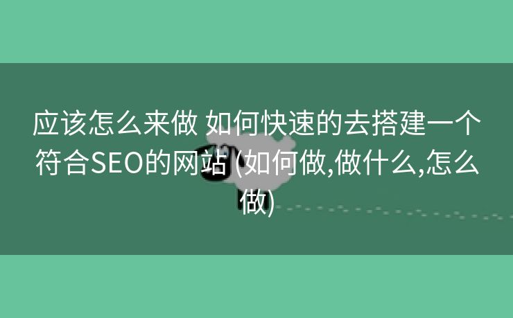 应该怎么来做 如何快速的去搭建一个符合SEO的网站 (如何做,做什么,怎么做)