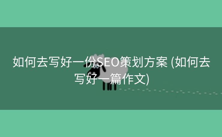 如何去写好一份SEO策划方案 (如何去写好一篇作文)