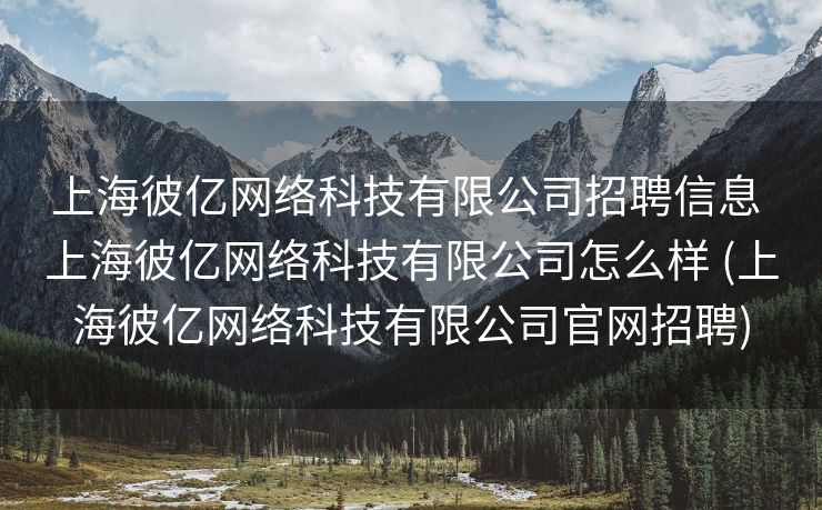 上海彼亿网络科技有限公司招聘信息 上海彼亿网络科技有限公司怎么样 (上海彼亿网络科技有限公司官网招聘)