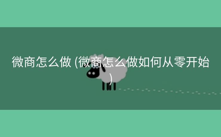 微商怎么做 (微商怎么做如何从零开始)