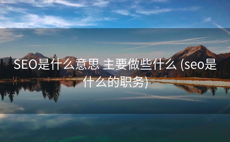 SEO是什么意思 主要做些什么 (seo是什么的职务)