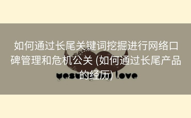 如何通过长尾关键词挖掘进行网络口碑管理和危机公关 (如何通过长尾产品的经历)