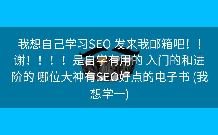 我想自己学习SEO 发来我邮箱吧！！谢！！！！是自学有用的 入门的和进阶的 哪位大神有SEO好点的电子书 (我想学一)