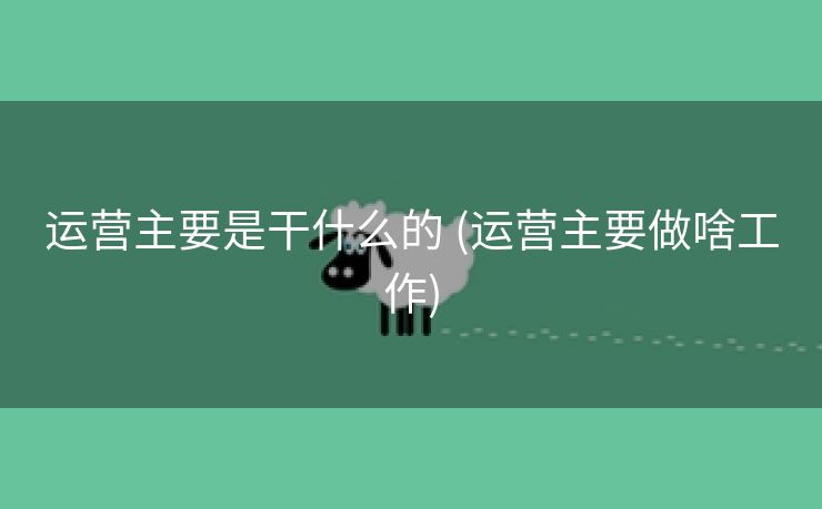 运营主要是干什么的 (运营主要做啥工作)