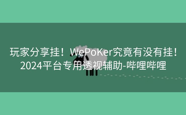 玩家分享挂！WePoKer究竟有没有挂！2024平台专用透视辅助-哔哩哔哩