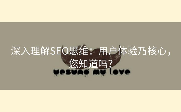 深入理解SEO思维：用户体验乃核心，您知道吗？